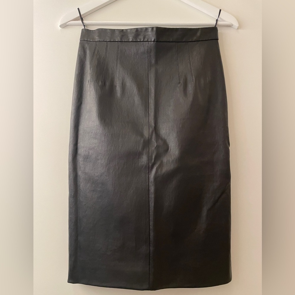 Prada black leather skirt